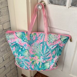 Lilly Pulitzer Pink and Green Floral Tote